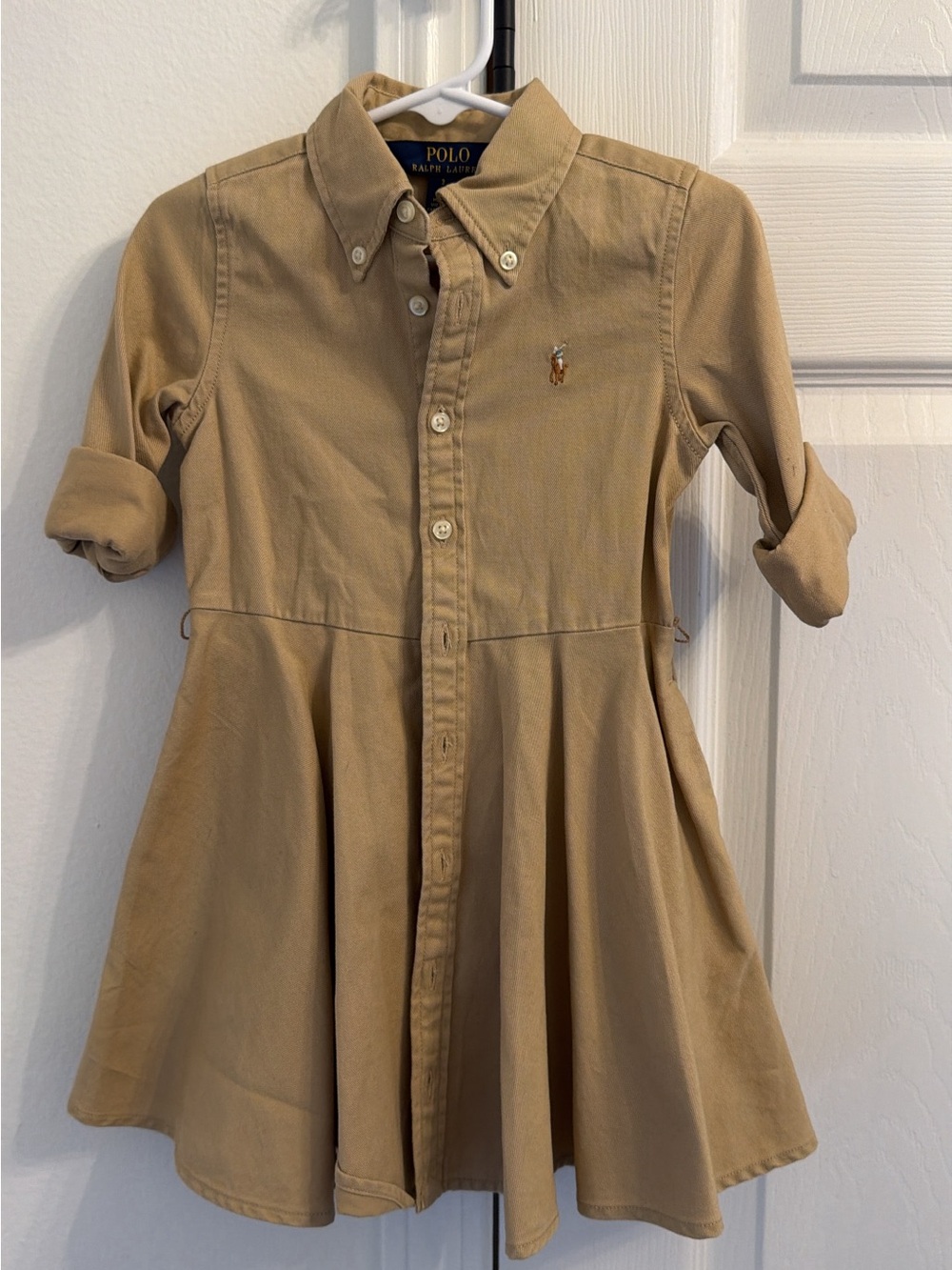 Ralph Lauren Girls' Tan Button-Front Shirt Dress